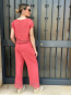 Conjunto de Verano en Lino Coral con Detalles de Encaje