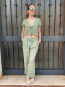 Conjunto de Verano en Lino verde con Detalles de Encaje