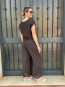 Conjunto de Verano en Lino Marron con Detalles de Encaje