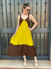 Vestido Largo Bicolor Tirantes Anchos