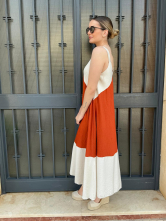 Vestido Largo Bicolor Tirantes Anchos