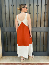 Vestido Largo Bicolor Tirantes Anchos