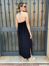 Vestido Halter con Detalle de Madera