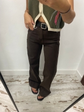 Pantalón Vaquero Marrón Tiro Alto
