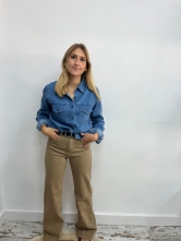 Pantalón Vaquero Camel Tiro Alto