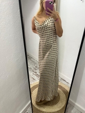 Vestido Raso largo lunares