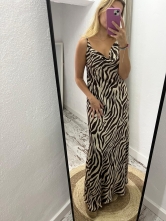 Vestido Raso largo Cebra Negro