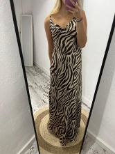 Vestido Raso largo Cebra Negro
