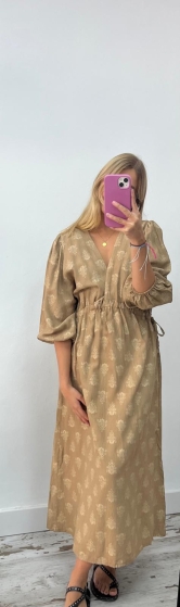 Vestido Estampado Camel