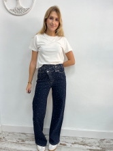 Pantalon Vaquero Brillos Cintura Cruzada