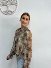 Blusa de mujer estampada con volantes Tonos Beige