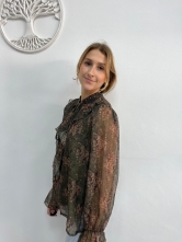 Blusa de mujer estampada con volantes Tonos verde