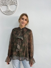 Blusa de mujer estampada con volantes Tonos verde