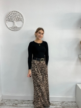 Pantalon Wide -Leg Estampado Leopardo