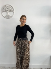 Pantalon Wide -Leg Estampado Leopardo