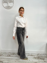 Pantalon Vaquero Desgastado Tachas recto