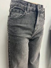 Pantalon Vaquero Desgastado Tachas recto