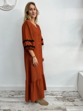 Vestido largo de Estilo Boho en Color Teja