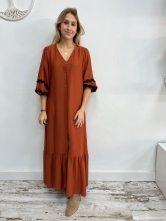 Vestido largo de Estilo Boho en Color Teja