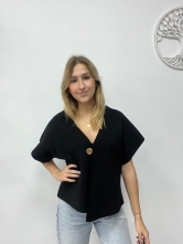 Blusa Negro con Botón Dorado