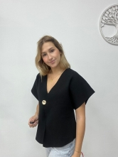 Blusa Negro con Botón Dorado