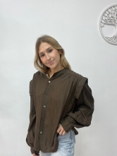 Blusa Oversize Marrón con Detalle en Hombros