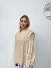 Blusa Oversize Beige con Detalle en Hombros