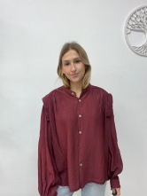 Blusa Oversize Granate con Detalle en Hombros