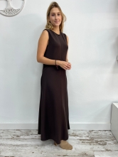 Vestido Largo Marrón sin Mangas