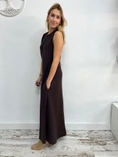 Vestido Largo Marrón sin Mangas