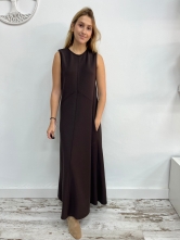Vestido Largo Marrón sin Mangas