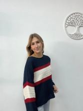 Jersey de Punto con Franjas Tricolor