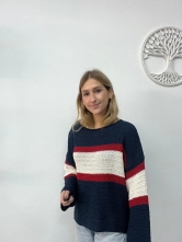 Jersey de Punto con Franjas Tricolor