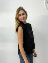 Chaleco Negro Punto Detalle Estrella Dorada