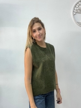 Chaleco Verde Punto Detalle Estrella Dorada