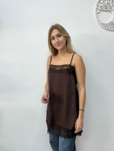 Top Lencero Satinado en Color Marrón