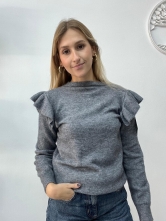 Jersey Gris con Volantes en los Hombros