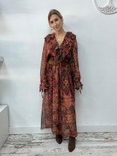 Vestido largo boho con estampado étnico