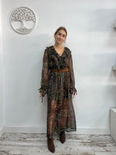 Vestido largo boho con estampado étnico