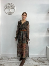 Vestido largo boho con estampado étnico