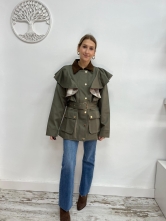 Chaqueta Tipo Gabardina en Color Verde Oliva