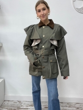 Chaqueta Tipo Gabardina en Color Verde Oliva