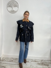 Chaqueta Tipo Gabardina en Color Marino