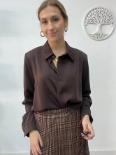Blusa Satinada en Color Marrón