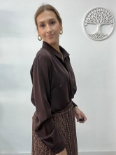 Blusa Satinada en Color Marrón