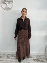 ✨ Falda midi plisada de cuadros marrones ✨