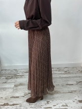 ✨ Falda midi plisada de cuadros marrones ✨