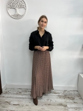 ✨ Falda midi plisada de cuadros marrones ✨