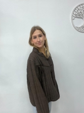 Chaqueta Acolchada Marrón Estilo Oriental