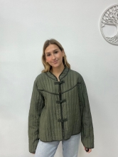 Chaqueta Acolchada Verde Estilo Oriental